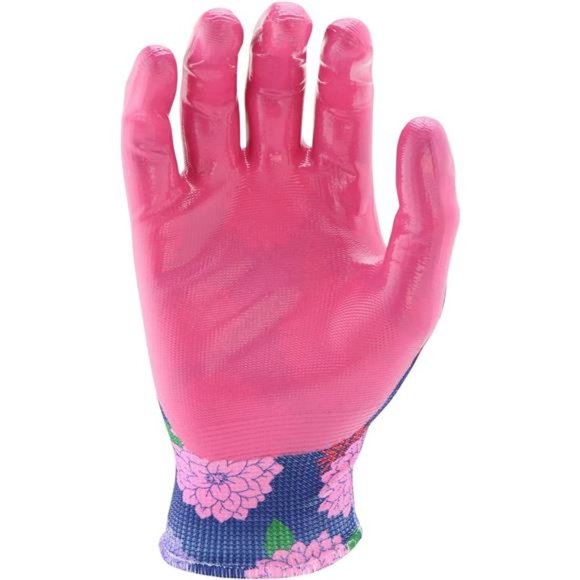 Miracle Gro Women's Nitrile Coated Grip Floral Pattern Gardening Work Gloves - Picture 5 of 7